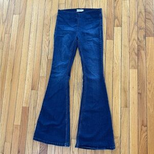 Free People Blue Flare Wide Leg Jeans